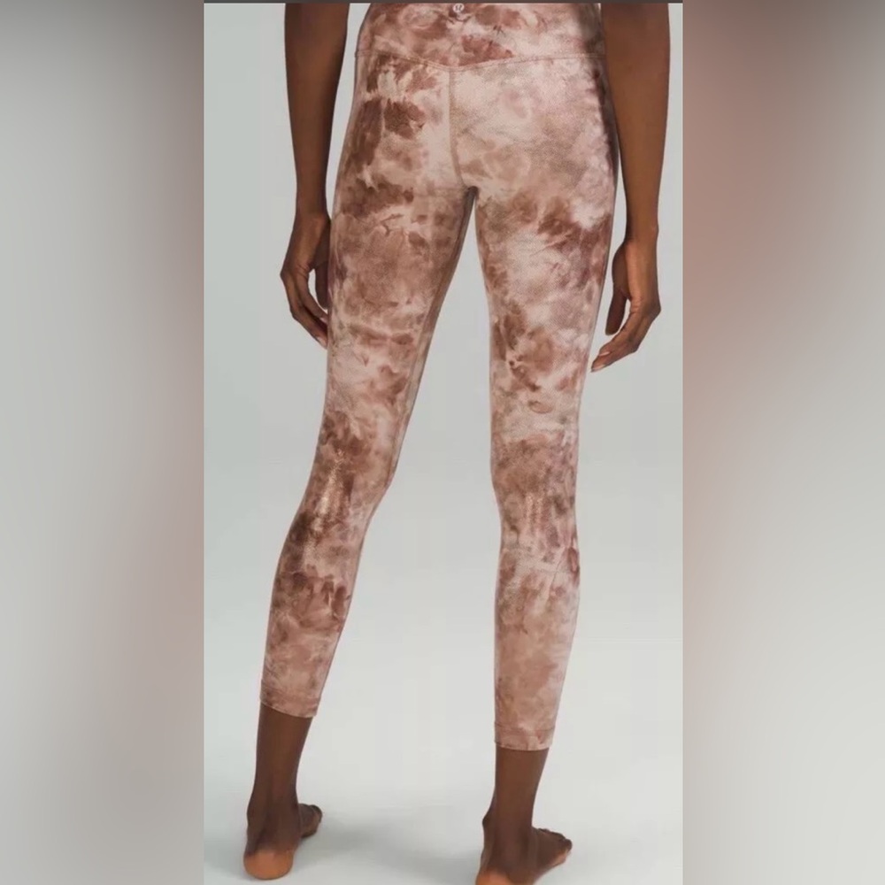 Lululemon Align High Rise Crop 25" Shine Diamond Dye Misty Shell Cacao Foil Sz 6